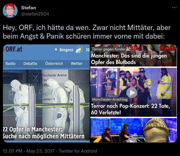 Hey, ORF, ich hätte da wen. Zwar nicht Mittäter, aber beim Angst & Panik schüren immer vorne mit dabei