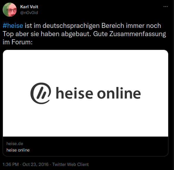 #heise ist im deutschsprachigen Bereich immer noch Top aber sie haben abgebaut. Gute Zusammenfassung im Forum