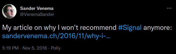 My article on why I won't recommend #Signal anymore
