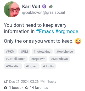 Screenshot from Mastodon